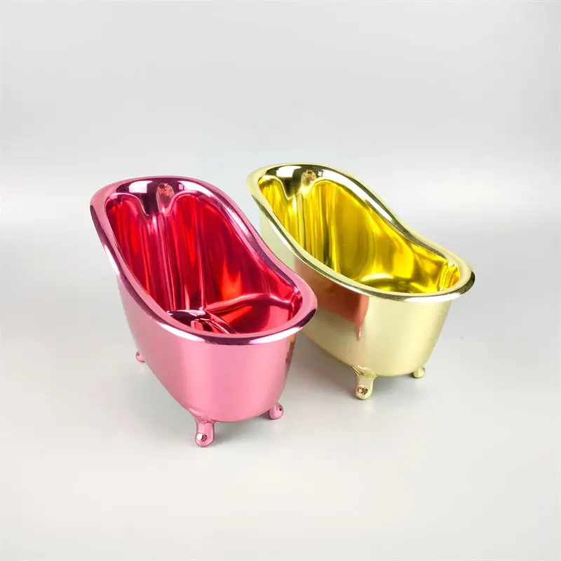 Kleine schöne Form glänzende gold silberne Mini-Badewannen Kunststoff für Seife Geschenk-Korb