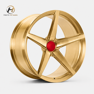 Jantes en aluminium forgé 6061-T6 brossé argenté de 15, 16, 19 et 20 pouces, 5 branches, de luxe, avec enjoliveur central rouge pour BMW, Porsche, <span class=keywords><strong>Ferrari</strong></span> - Product Image 1