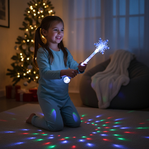 Varita Mágica de Copo de Nieve Navideño con Luz Estelar, Varita de Copo de Nieve LED con Patrón de Copo de Nieve y Purpurina, para Teatro de Colores de la Princesa de la Suerte - Product Image 4