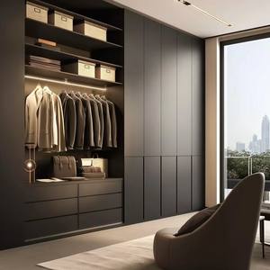 Italienischer Premium Kleiderschrank im Rustikalen Stil, Minimalistisches, Leichtes Luxusdesign, Langlebige Massivholztür für Zuhause, Schlafzimmer, Wohnzimmer Möbel - Product Image 4