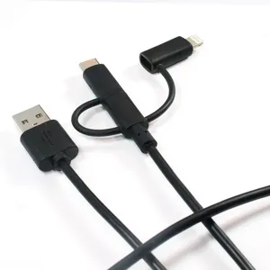 günstigstes 3-in-1 pvc material 5v 2.1a usb multi-kabel typ-c /micro/8 pin für mehrfaches handy-laden