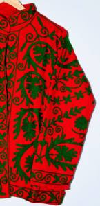 Blouson Bomber en Coton Brodé Rouge Suzani Écologique Respirant pour Femme, Style Bohème Ethnique, Fait Main, Idéal Cadeau - Product Image 2