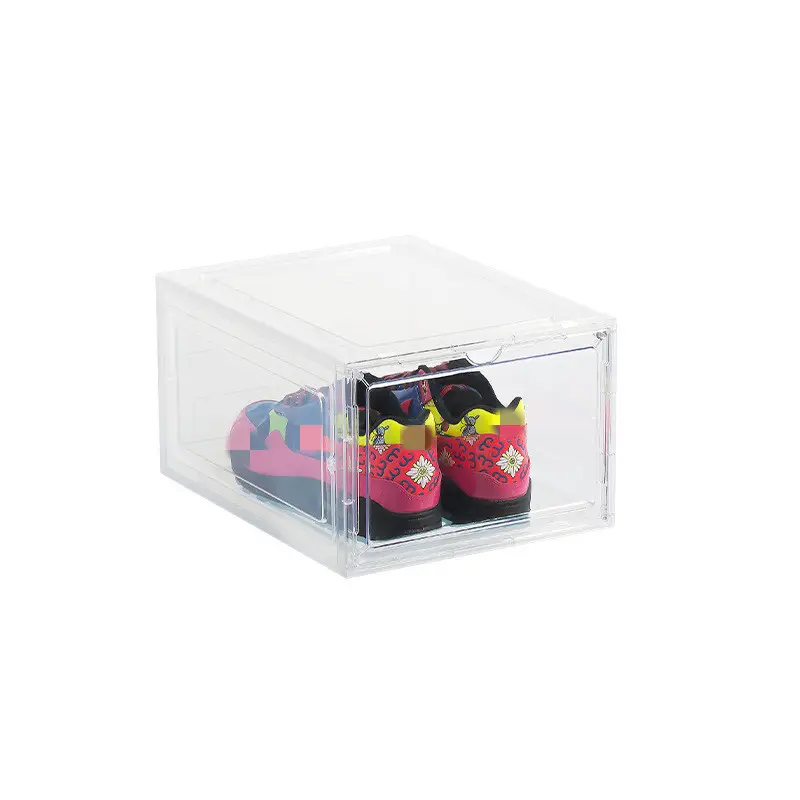 Wholesale Transparent Plastic Sneaker Stackable Drop Front Acrylic Drawer Type Magnetic Clear Storage Shoe Box