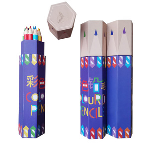 Lot de 12 crayons de dessin en bois aux couleurs vives, forme hexagonale, dans un tube cadeau, ensemble de crayons de couleur personnalisés de 7 pouces pour enfants - Product Image 3