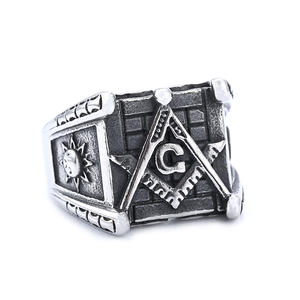 Anti Aanslag Ringen 18K Verguld Roestvrij Staal Ag Vrijmetselaar Vrijmetselaar Punk Hiphop Waterdichte Niet-Aantasting Ring Voor Mannen - Product Image 4