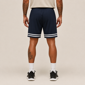 Shorts de sport en maille pour hommes avec logo personnalisé, séchage rapide, cordon de serrage, pour la gym, la course et le basketball, avec poches latérales, en polyester respirant - Product Image 3