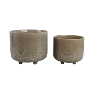 Vasi in ceramica con design a rami rialzati per piante da interno ed esterno, set di due - Product Image 2