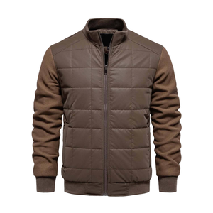 2025 automne hiver hommes décontracté toile veste col montant fermeture à glissière américain Patchwork conception personnalisable Logo ODM approvisionnement - Product Image 1