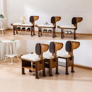 Wooden Dog Shaped <b>Shoe</b> Changing Stool With <b>Storage</b> For Home Use Children Adults Elderly - Product Image 1