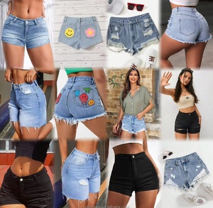 Shorts de mezclilla elásticos plisados de cintura alta para <span class=keywords><strong>mujer</strong></span>, talla grande, transpirables, de secado rápido, impermeables, estilo casual recto, lavados, 2026 - Product Image 2