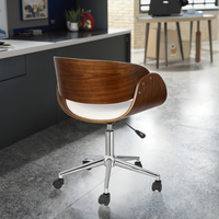 Chaise de bureau moderne de haute qualité pour salles de réunion contreplaqué de bois courbé en cuir avec pivot en fer et mobilier pour visiteurs
