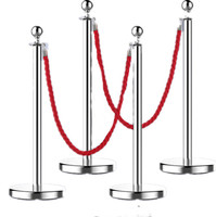 Barrière de corde de contrôle de foule de support de poteau de file d'attente d'acier inoxydable de boule pour la décoration de mariage de musée d'hôtel de banque de salon de voiture