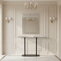 Table console moderne minimaliste nordique avec pieds en marbre, plateau blanc, élégante pour la salle à manger, ensemble de meubles de luxe et de chaises pour le salon