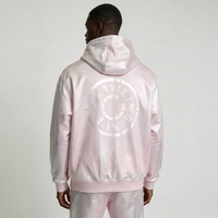 Sweat à capuche unisexe rose métallisé 100 % coton, style designer de luxe, coupe oversize, effet vieilli et déchiré, avec fermeture éclair argentée brillante, style streetwear