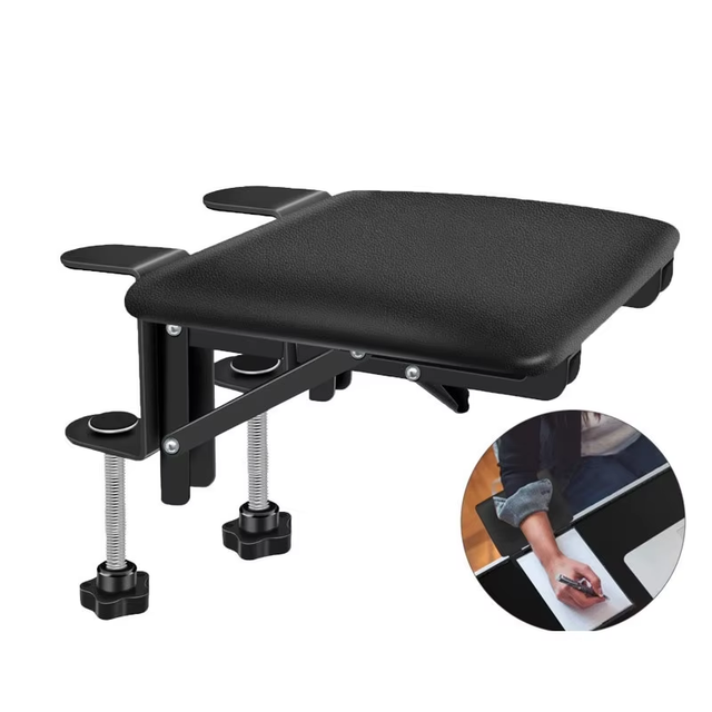 Ergonomic Modern Office Desk Foldable Desktop Drawer Organizers Soft PU Faux Leather Arm Rest Support Bracket Foldable Desk