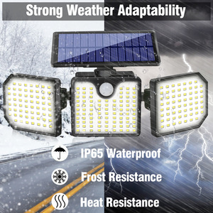 Lámpara Solar de Pared de 230 LED con Tres Cabezales, Sensor de Movimiento, Control Remoto, Luz para Jardín y Valla Exterior - Product Image 2