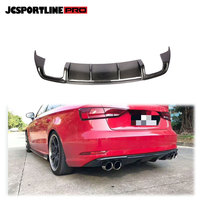 Diffuseur de spoiler de pare-chocs arrière en fibre de carbone pour Audi A3 berline 2017-2019, échappement quadruple, double sortie, compatible uniquement avec les modèles standard