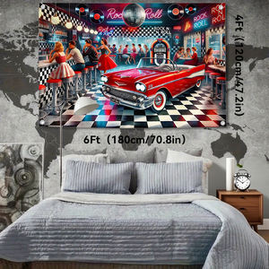 Banderas Retro <span class=keywords><strong>de</strong></span> Estilo <span class=keywords><strong>Rock</strong></span> 'n' Roll, Decoración Vintage <span class=keywords><strong>de</strong></span> <span class=keywords><strong>los</strong></span> Años 50 para Colgar en la Pared, para el Hogar, Bar, Comedor, Sala <span class=keywords><strong>de</strong></span> Juegos, Bandera <span class=keywords><strong>de</strong></span> 3x5 Pies - Product Image 5