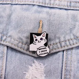 Mère I Crave Violence Cute Cat Brooch Fun Backpack Decoration Collar Clip Badge - Product Image 2