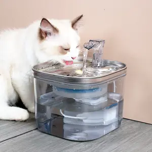 Dispensador de agua para mascotas de material respetuoso con el medio ambiente de acero inoxidable + ABS, fuente de agua inteligente para mascotas de gran capacidad