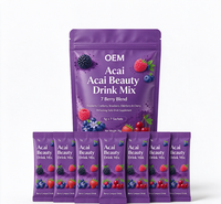 Mélange de boisson beauté Açaï OEM, mélange de 7 baies avec framboise, complément alimentaire rafraîchissant pour la consommation quotidienne, 5g x 7 sachets (35g)