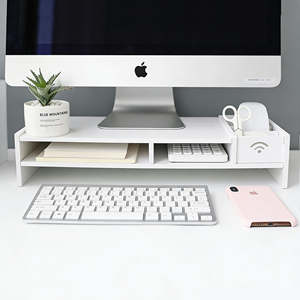 Soporte Multifuncional de 2 Niveles <span class=keywords><strong>para</strong></span> Monitor de Computadora y Portátil, Base de Madera con Organizador de Almacenamiento <span class=keywords><strong>para</strong></span> Papelería - Product Image 1