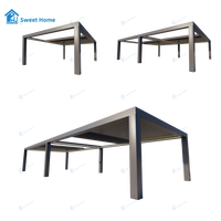 Pergola Bioclimatique Motorisée Rétractable Moderne Sweet Home, Structure en Aluminium Étanche pour Zone Piscine et Maison d'Été
