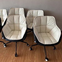 Chaise de salle à manger d'intérieur en cuir doux de conception nordique avec coussin détachable, fauteuil de canapé de luxe pivotant en velours