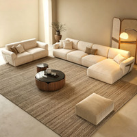 Ecksofa-Set, Leinenstoff, Modulares Sofa-Set, Wohnzimmer-Sofa, Luxuriös, Hochwertig, Modernes Sofa.