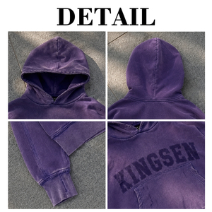 Custom 420Gsm 100% Cotton Oversized Heavyweight Vintage Acid Wash Hoodie Screen Printing Boxy Distress Design Streetwear Hoodie - Product Image 6