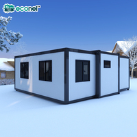 Maison conteneur préfabriquée pliable en acier léger moderne à 5 chambres, prête à l'emploi, extensible et respirante, 40 pieds et 20 pieds, pour hôtel, villa ou habitation