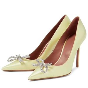 Zapatos de Tacón Alto de Satén con Lazo de Mariposa para Mujer, Elegantes para Otoño, Boda, Novia, Tacones Finos Súper Altos, Punta Puntiaguda, Sin Cordones - Product Image 4