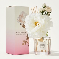 Diffuseur de parfum d'intérieur de luxe 250 ml en verre sans BPA avec fleurs artificielles, logo personnalisé, huile anti-moustiques longue durée