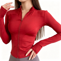 Veste de course légère à fermeture éclair intégrale JYN pour femme, coupe ajustée, idéale pour le yoga et le sport, avec trous pour les pouces, manteau d'entraînement hivernal