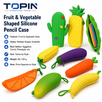 Trousse à crayons en silicone en forme de fruits et légumes, avec fermeture éclair, pour enfants, vente en gros