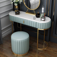 Commode moderne et populaire avec miroir Ensemble de meubles de chambre à coucher pour filles Commode de luxe en acier inoxydable doré