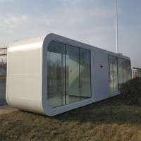 Maison mobile 20 pieds Cabine portable Apple Pod Conteneur en verre préfabriqué Petite maison sur roues