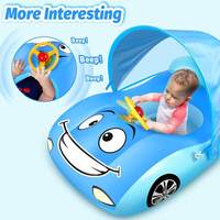 Flotteur de piscine pour bébé avec conception de voiture 3d flotteur de natation pour bébé en PVC robuste siège de bain gonflable bateau avec volant pour tout-petit