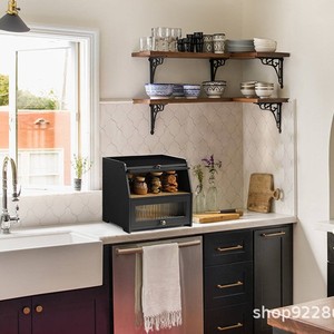 Boîte à pain en bambou double couche avec fenêtre transparente pour comptoir de cuisine, idéale pour le rangement des fruits et pâtisseries - Product Image 4