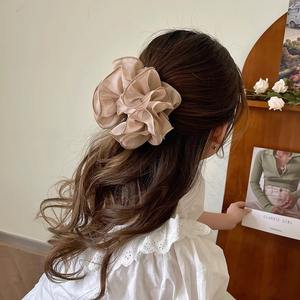 Pinza de pelo grande coreana de plástico con flor para mujer, accesorios de verano para cabello grueso, diseño de nicho, pinza de tiburón, pinza de tela dulce con flor - Product Image 1
