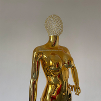Usine en gros Sexy Curvy Dummy placage or femme gros seins grande taille Mannequin femme avec tête en métal creux