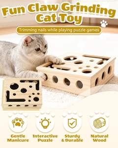 Houten kattenkrabpaal vijl krabplank krabdoos doolhof stressvrij alternatief voor knipmachines kattenkrabpuzzel verrijking doos - Product Image 2