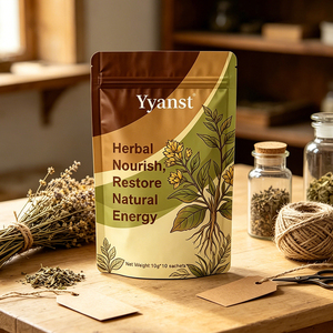 Café Instantáneo con Extracto de Raíz Herbal Silvestre, 10g*10 Sobres, Bolsa con Degradado Marrón-Verde Vintage, Suministro a Granel de Fábrica OEM - Product Image 2