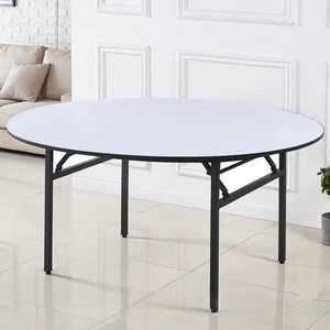 Mesa Redonda Plegable para Banquetes con Superficie de PVC y Madera Contrachapada, Resistente, Venta al Por Mayor de Fábrica, para Hoteles, Bodas y Eventos - Product Image 3