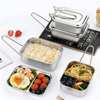 Boîte à lunch bento coréenne en acier inoxydable 304, compartiment unique, 1-3L, écologique, anti-fuite, portable