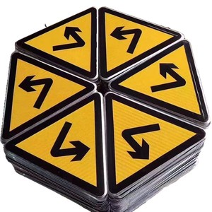 Panneaux de signalisation routière en aluminium, jaunes réfléchissants, 60x60mm, panneaux d'avertissement triangulaires pour la sécurité routière, traitement personnalisable - Product Image 4