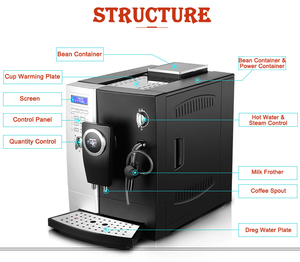 Negro y <span class=keywords><strong>plata</strong></span> 2 idiomas cuppuccino completa moka automática <span class=keywords><strong>de</strong></span> <span class=keywords><strong>la</strong></span> máquina <span class=keywords><strong>de</strong></span> café - Product Image 3