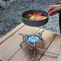 Réchaud de camping portable pliable en alliage d'aluminium, mini réchaud à gaz à trois brûleurs pour tente, randonnée, barbecue, pique-nique, cuisine, ustensiles de cuisson