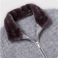 Cardigan en tricot personnalisé en usine avec col en fourrure, mélange laine-acrylique et étiquette de col sur mesure