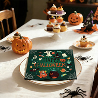 Serviettes carrées pour fête d'Halloween transfrontalière, imprimées couleur citrouille, 25 pièces, en pâte de bois vierge, personnalisables, pour décoration de fête